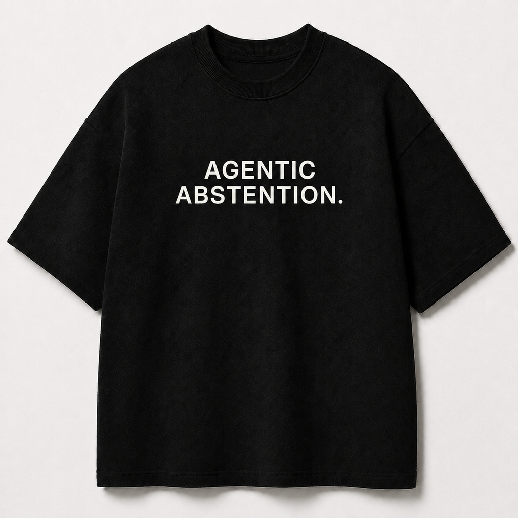 AGENTIC ABSTENTION. black oversized terry t-shirt by BYTWEAR - front view