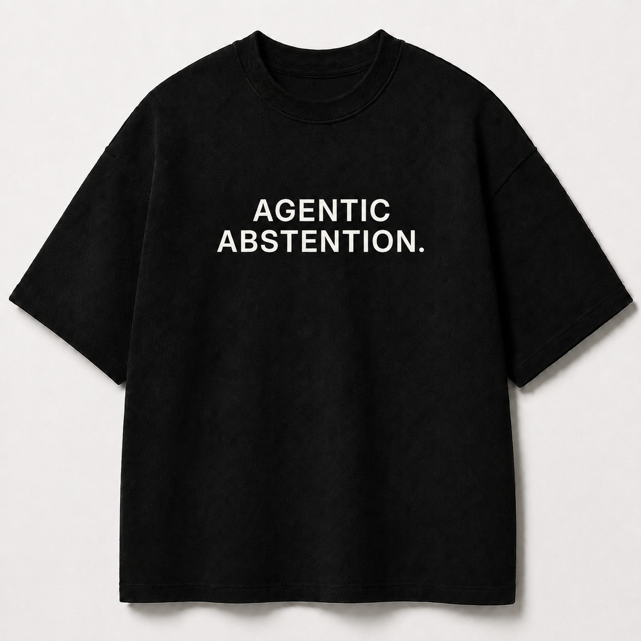 AGENTIC ABSTENTION. black oversized terry t-shirt by BYTWEAR - front view