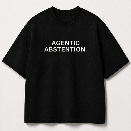 AGENTIC ABSTENTION. black oversized terry t-shirt by BYTWEAR - front view