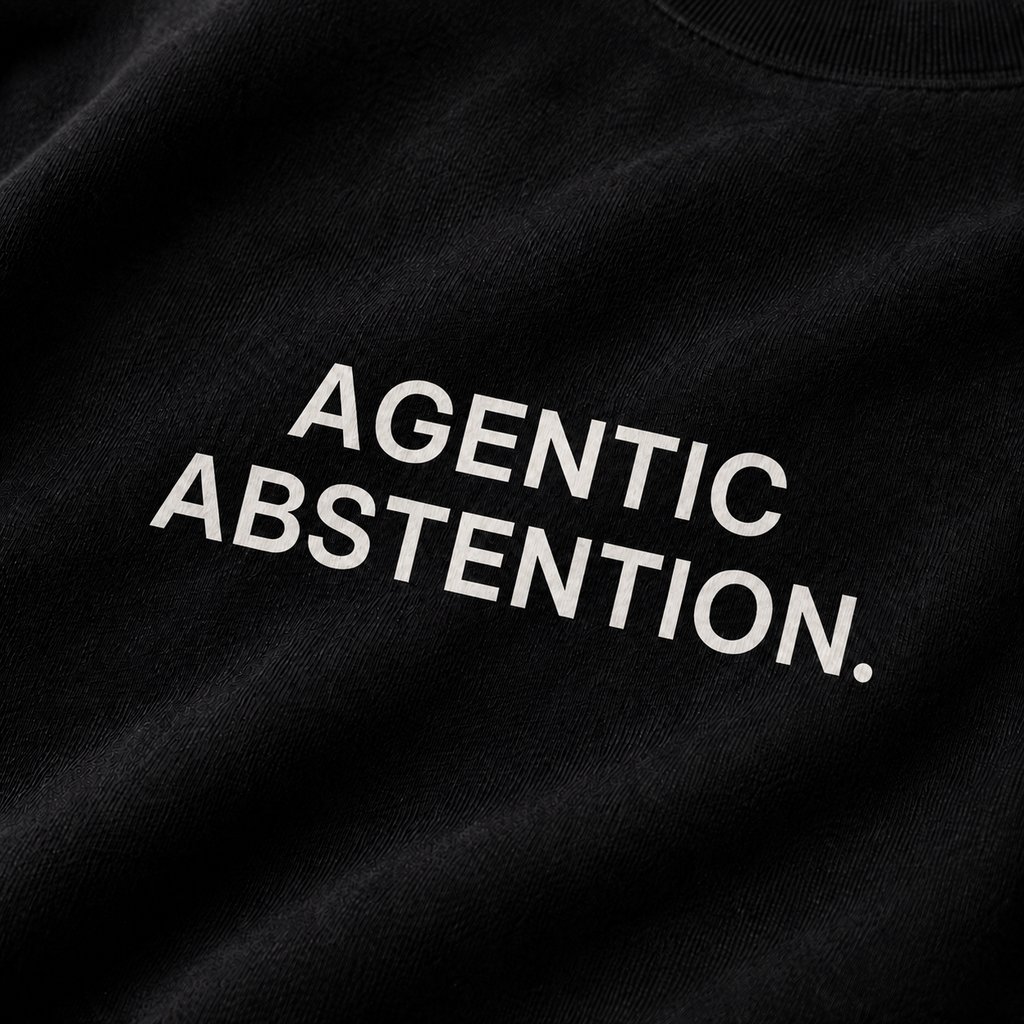 AGENTIC ABSTENTION. black oversized terry t-shirt by BYTWEAR - fabric and print detail