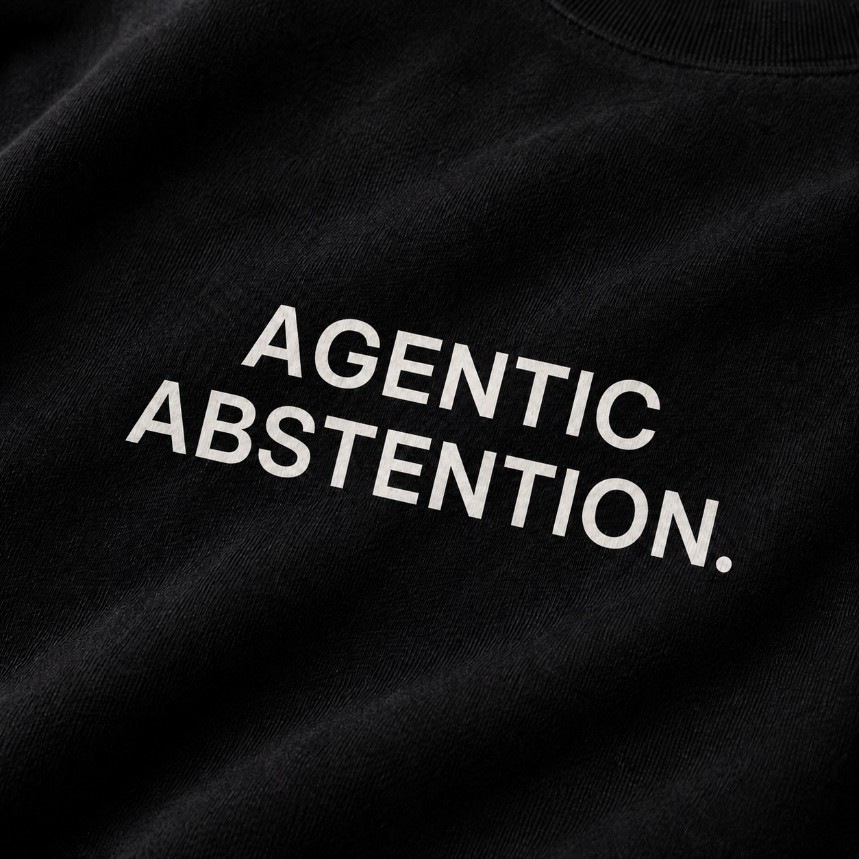 AGENTIC ABSTENTION. black oversized terry t-shirt by BYTWEAR - fabric and print detail