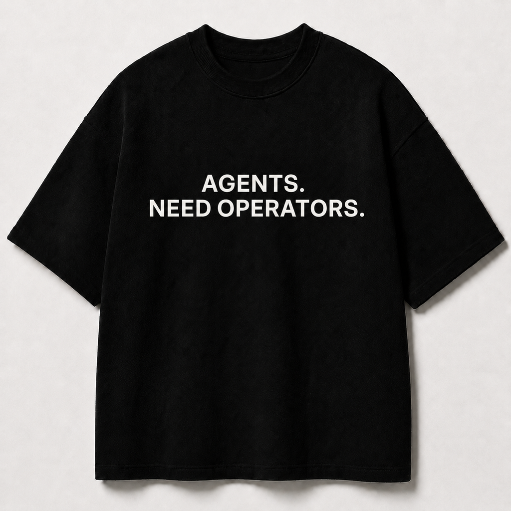 AGENTS. NEED OPERATORS. black oversized terry t-shirt by BYTWEAR - front view