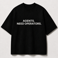 AGENTS. NEED OPERATORS. black oversized terry t-shirt by BYTWEAR - front view
