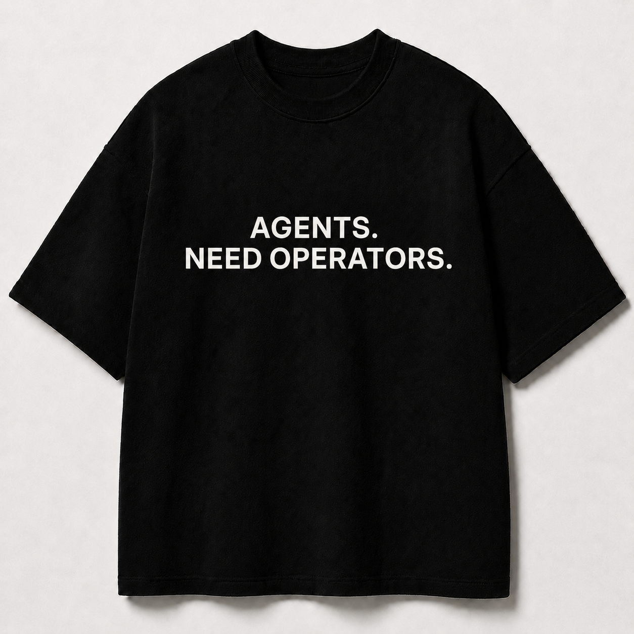 AGENTS. NEED OPERATORS. black oversized terry t-shirt by BYTWEAR - front view