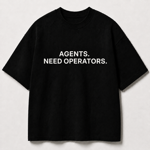 AGENTS. NEED OPERATORS. black oversized terry t-shirt by BYTWEAR - front view