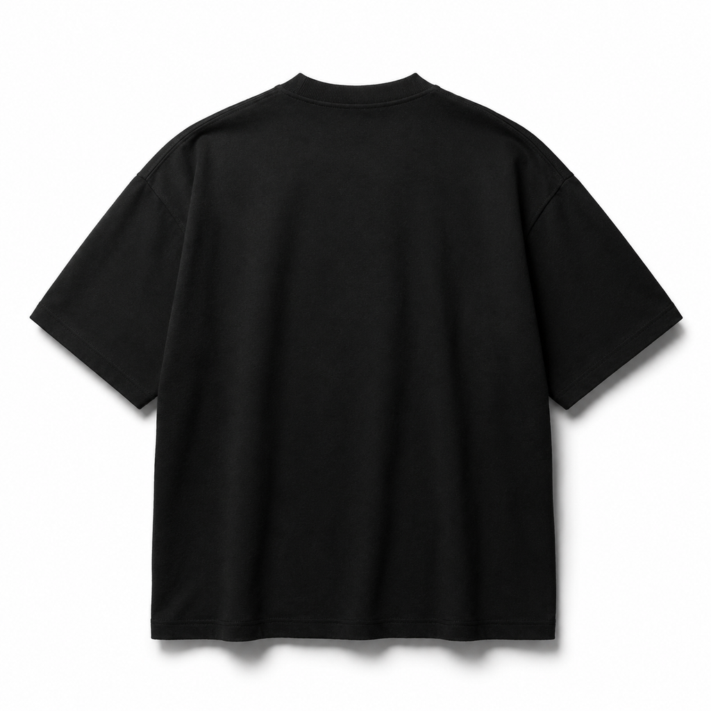Black t-shirt on a white background