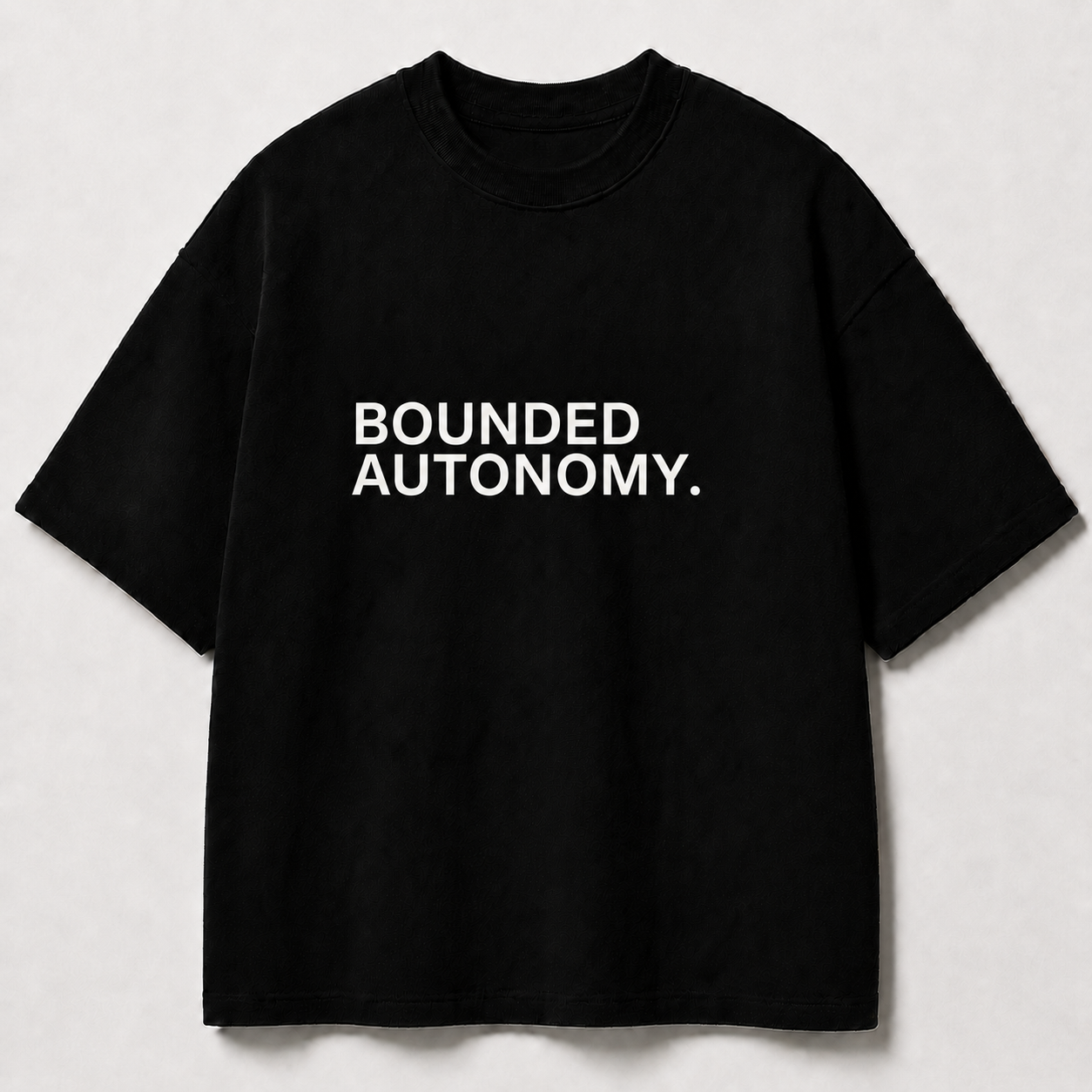 BOUNDED AUTONOMY. black oversized terry t-shirt by BYTWEAR - front view