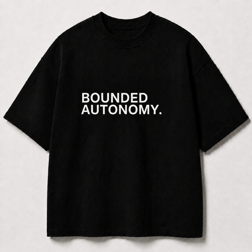 BOUNDED AUTONOMY. black oversized terry t-shirt by BYTWEAR - front view