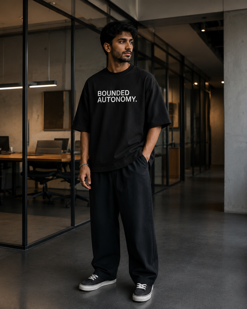 BOUNDED AUTONOMY. black oversized terry t-shirt by BYTWEAR - product photo 7