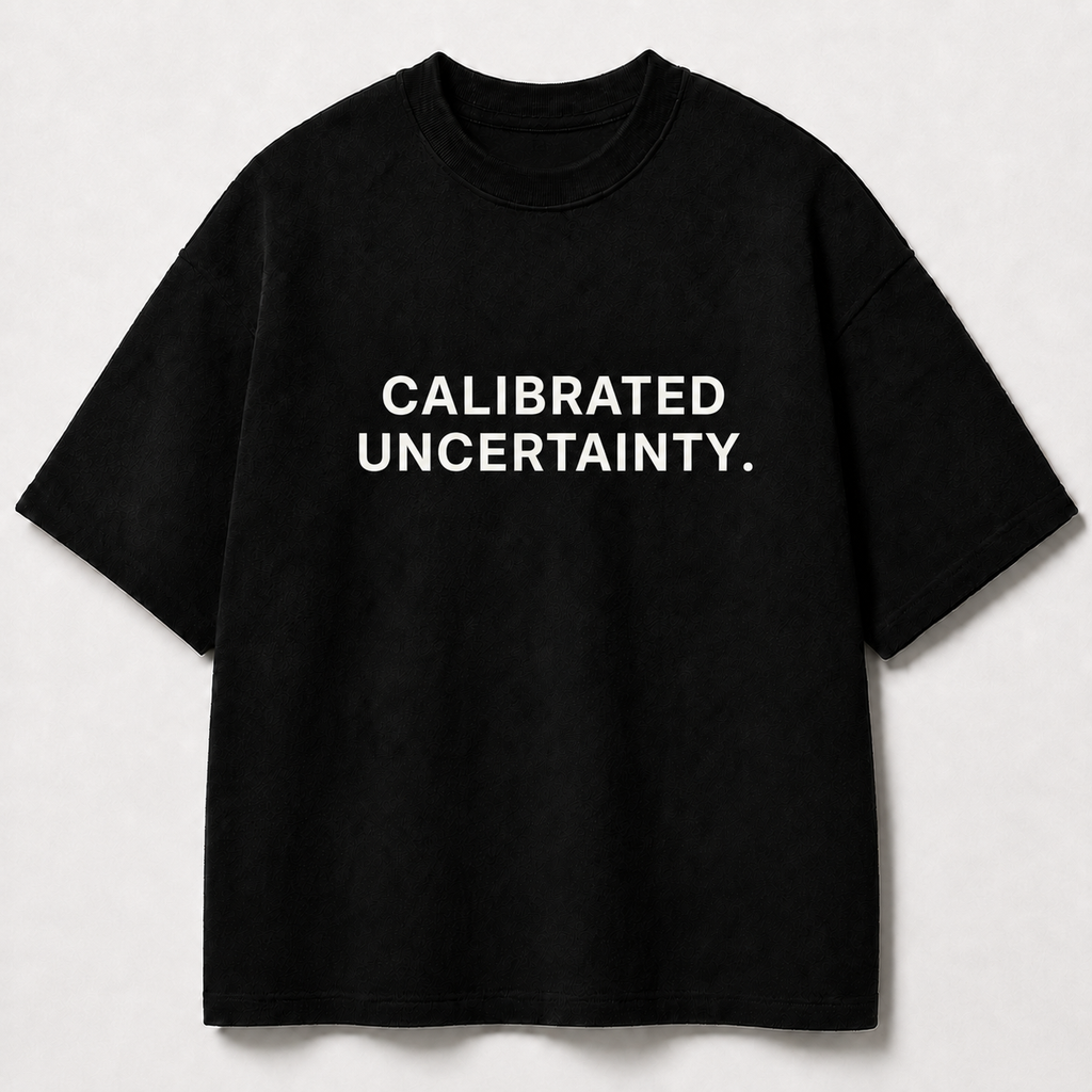 CALIBRATED UNCERTAINTY. black oversized terry t-shirt by BYTWEAR - front view