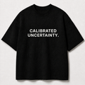 CALIBRATED UNCERTAINTY. black oversized terry t-shirt by BYTWEAR - front view