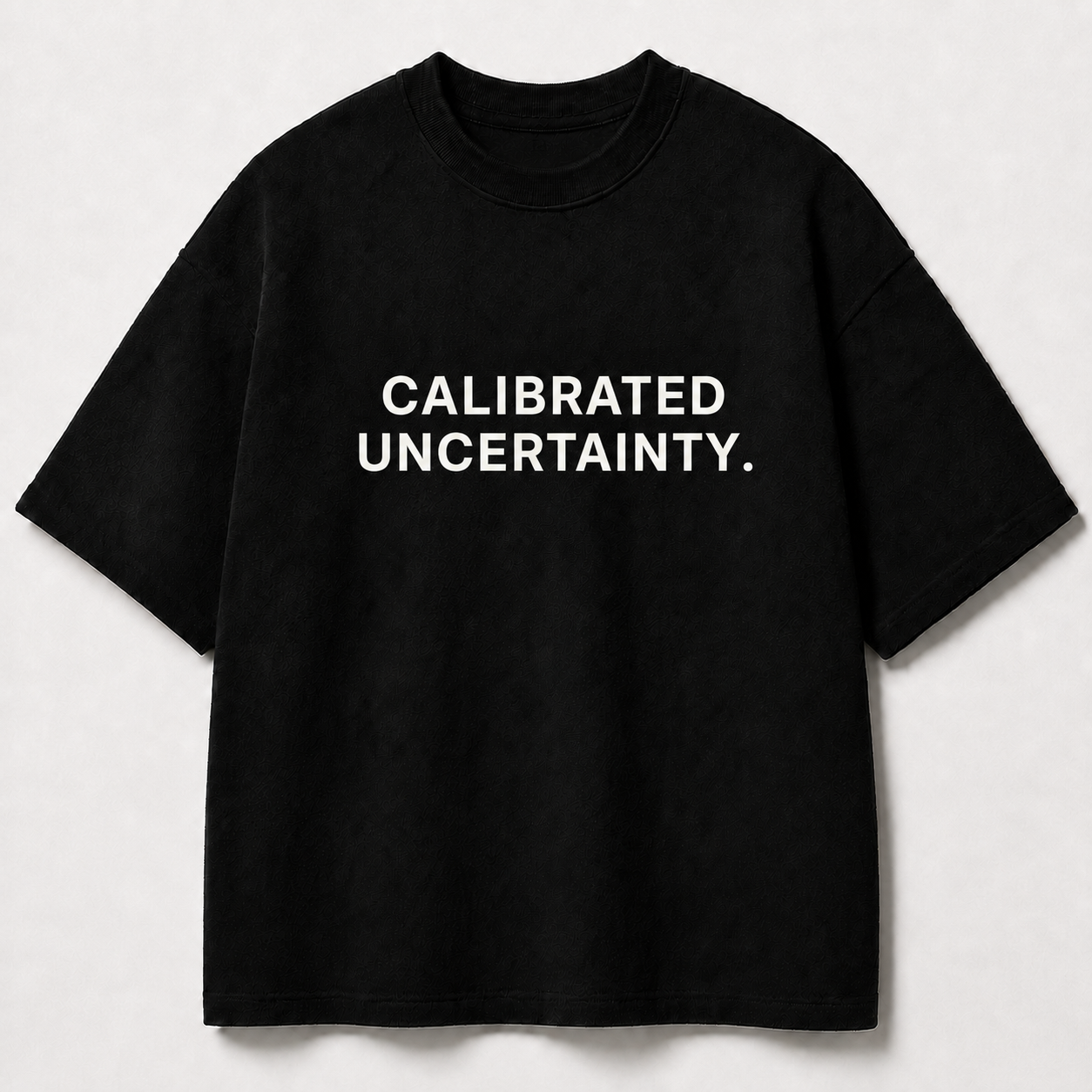 CALIBRATED UNCERTAINTY. black oversized terry t-shirt by BYTWEAR - front view
