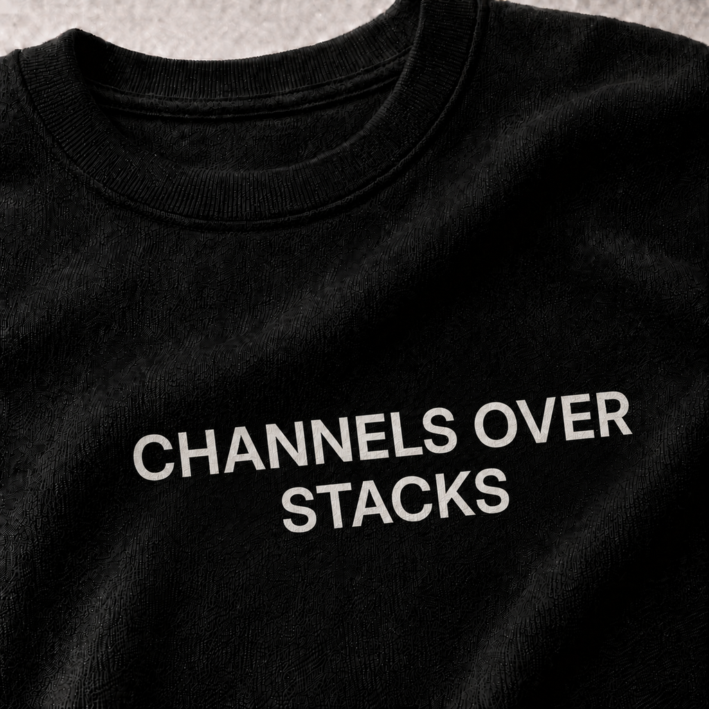 CHANNELS OVER STACKS black oversized terry t-shirt by BYTWEAR - fabric and print detail