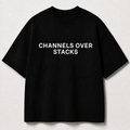 CHANNELS OVER STACKS black oversized terry t-shirt by BYTWEAR - front view