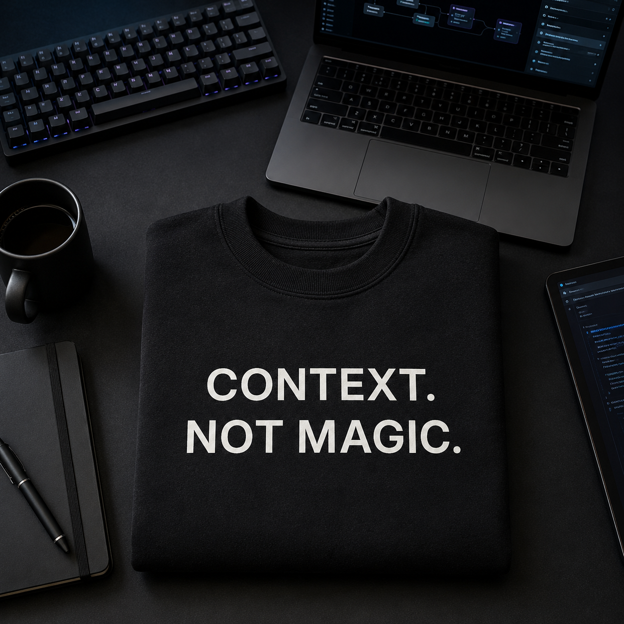 CONTEXT. NOT MAGIC. black oversized terry t-shirt by BYTWEAR - worn by model