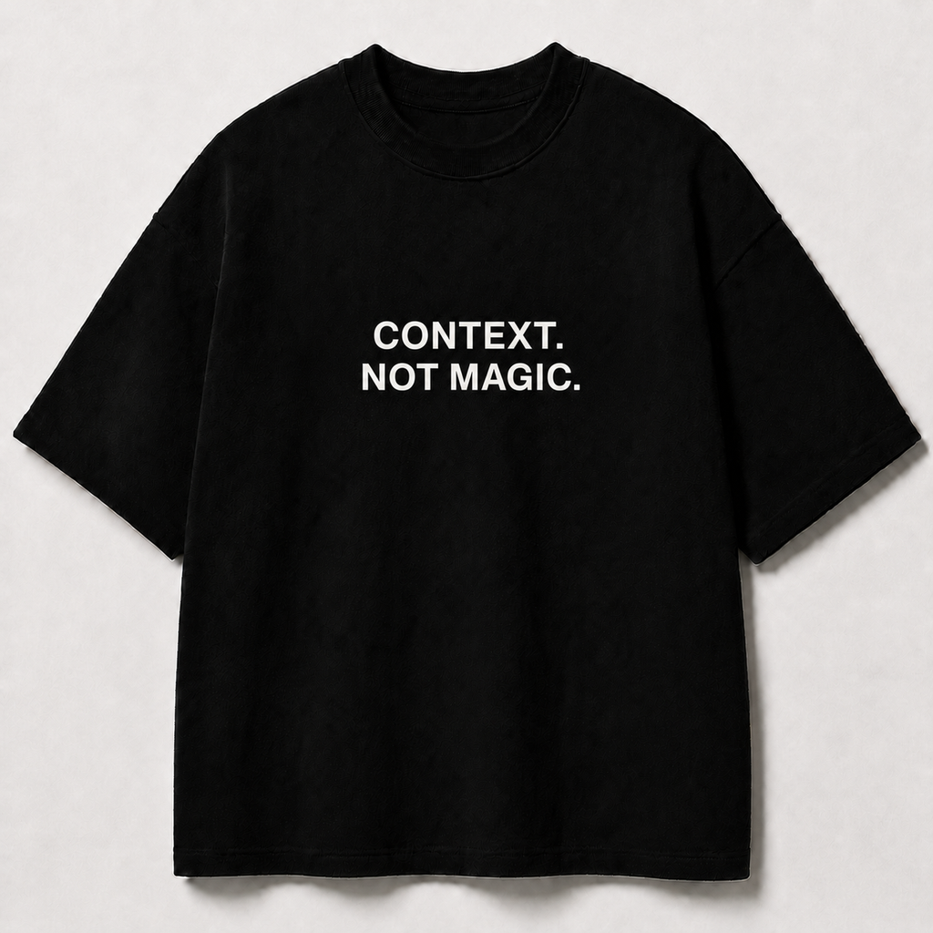 CONTEXT. NOT MAGIC. black oversized terry t-shirt by BYTWEAR - front view