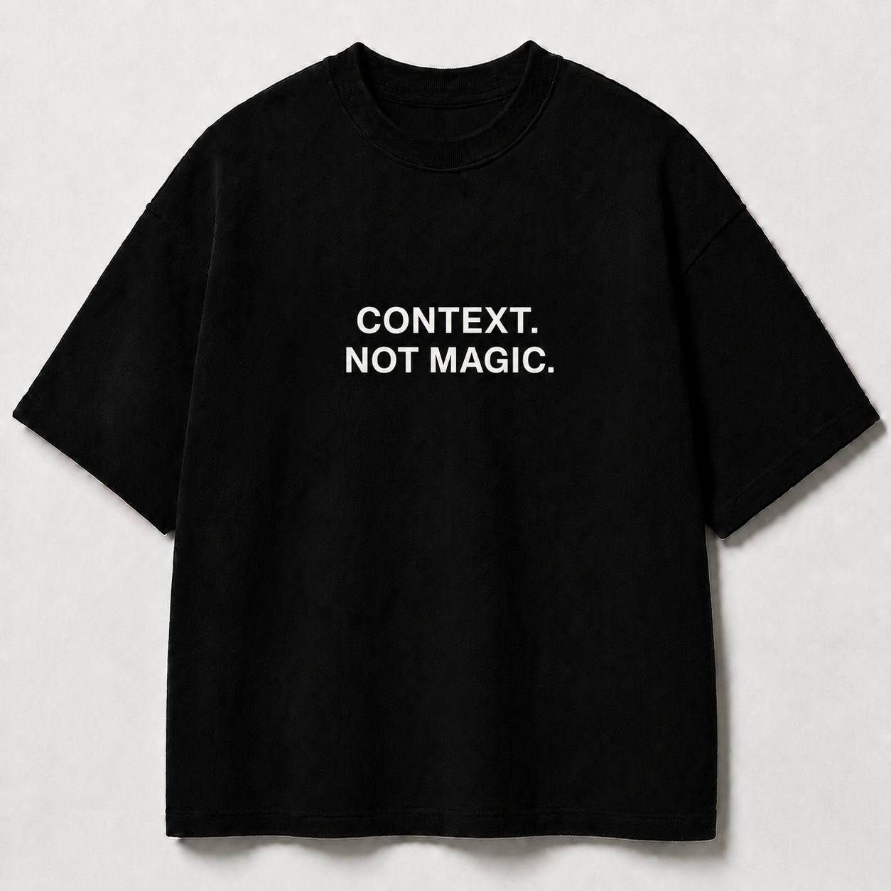 CONTEXT. NOT MAGIC. black oversized terry t-shirt by BYTWEAR - front view