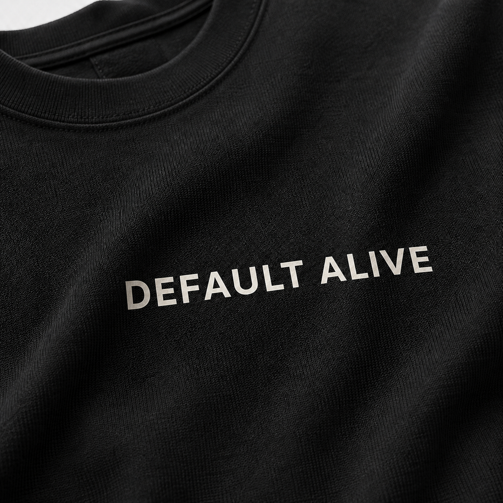 DEFAULT ALIVE black oversized terry t-shirt by BYTWEAR - fabric and print detail