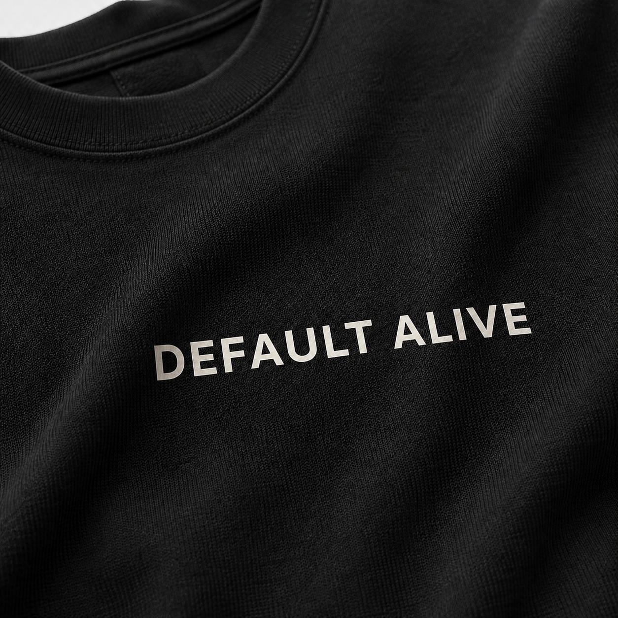 DEFAULT ALIVE black oversized terry t-shirt by BYTWEAR - fabric and print detail