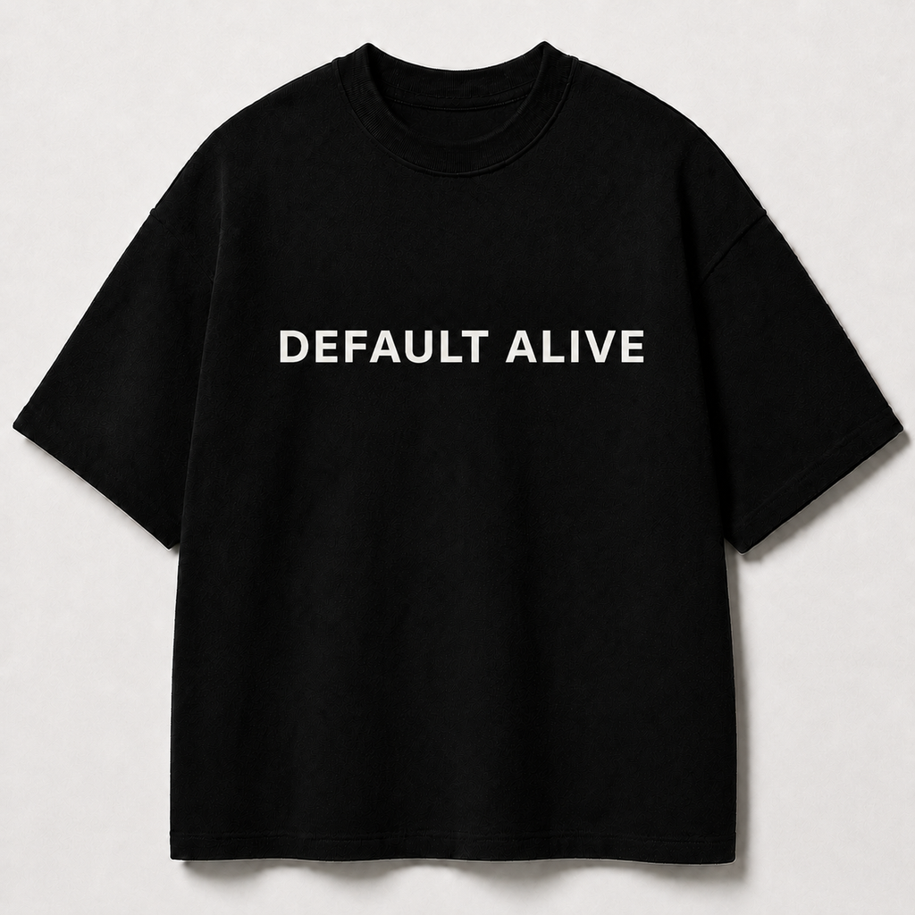 DEFAULT ALIVE black oversized terry t-shirt by BYTWEAR - front view