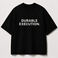 DURABLE EXECUTION. black oversized terry t-shirt by BYTWEAR - front view