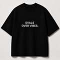 EVALS OVER VIBES. black oversized terry t-shirt by BYTWEAR - front view