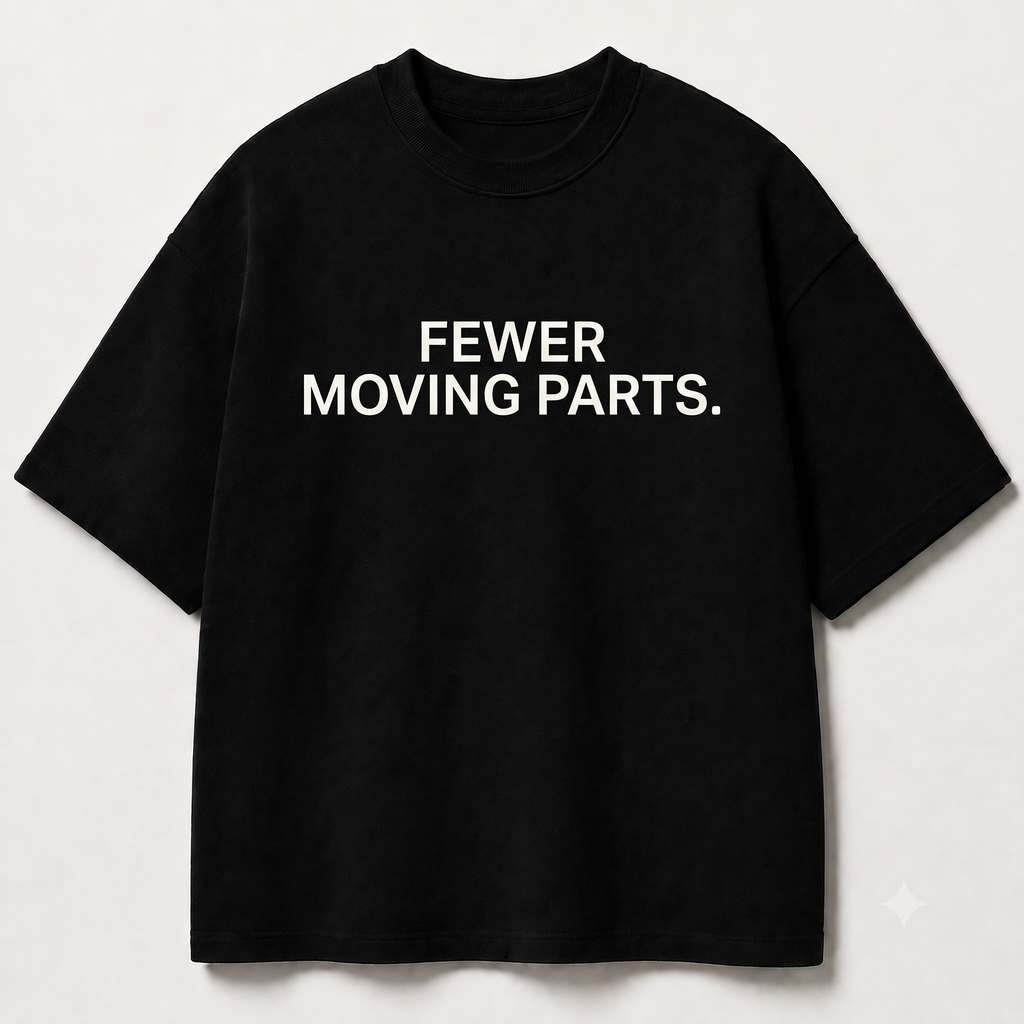 FEWER MOVING PARTS. black oversized terry t-shirt by BYTWEAR - front view
