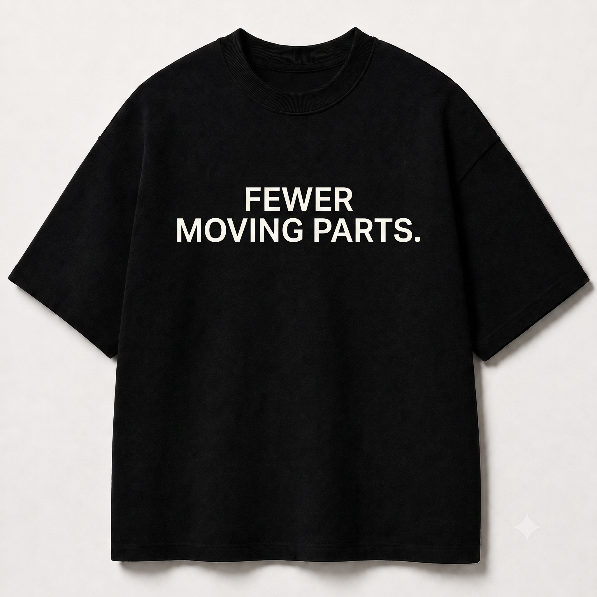 FEWER MOVING PARTS. black oversized terry t-shirt by BYTWEAR - front view