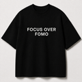 FOCUS OVER FOMO black oversized terry t-shirt by BYTWEAR - front view