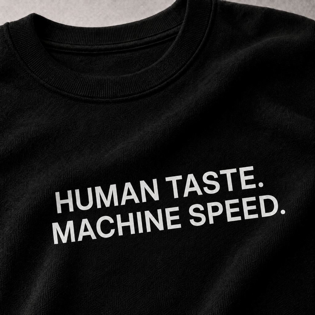 HUMAN TASTE. MACHINE SPEED. black oversized terry t-shirt by BYTWEAR - fabric and print detail
