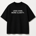 LESS CODE. MORE CLARITY. black oversized terry t-shirt by BYTWEAR - front view