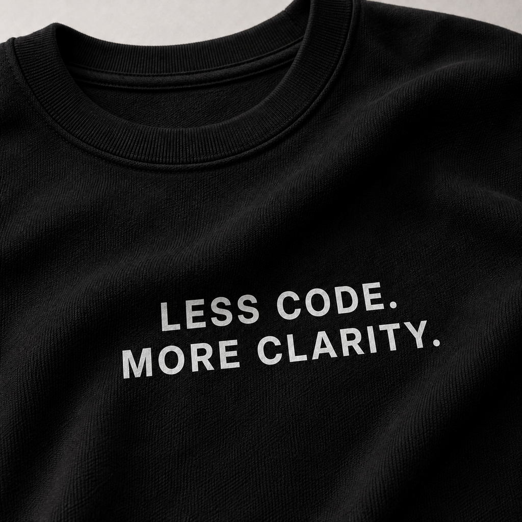 LESS CODE. MORE CLARITY. black oversized terry t-shirt by BYTWEAR - fabric and print detail