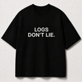 LOGS DON’T LIE. black oversized terry t-shirt by BYTWEAR - front view