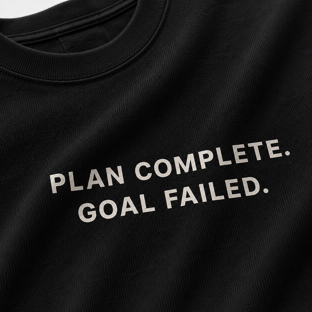 PLAN COMPLETE. GOAL FAILED. black oversized terry t-shirt by BYTWEAR - fabric and print detail