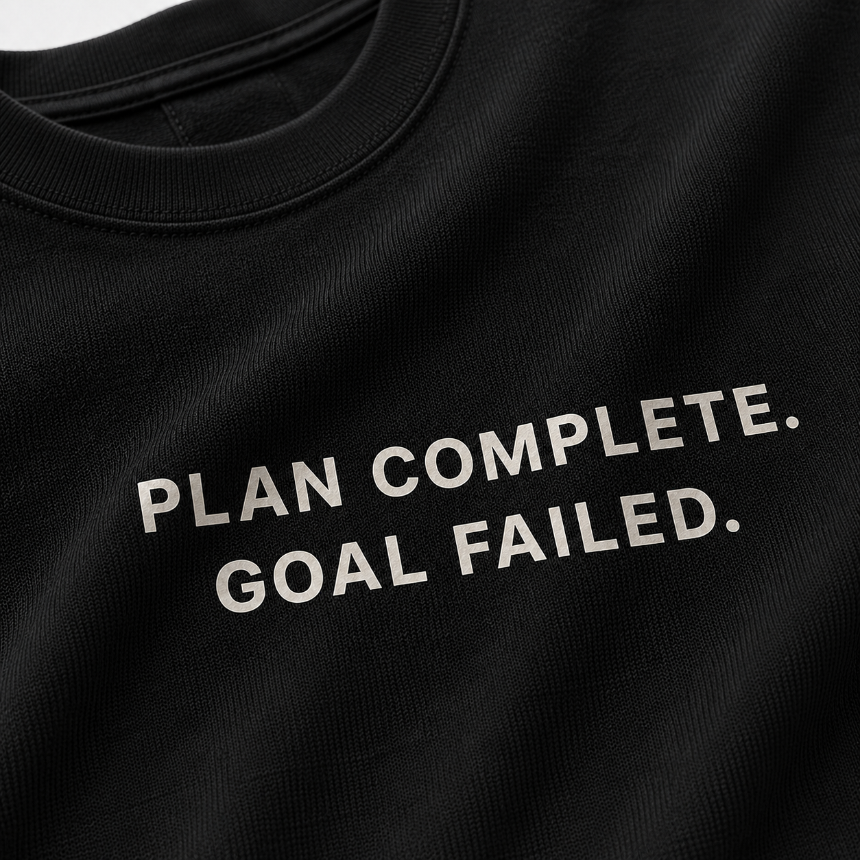 PLAN COMPLETE. GOAL FAILED. black oversized terry t-shirt by BYTWEAR - fabric and print detail