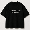 PROCESS OVER OUTCOME. black oversized terry t-shirt by BYTWEAR - front view