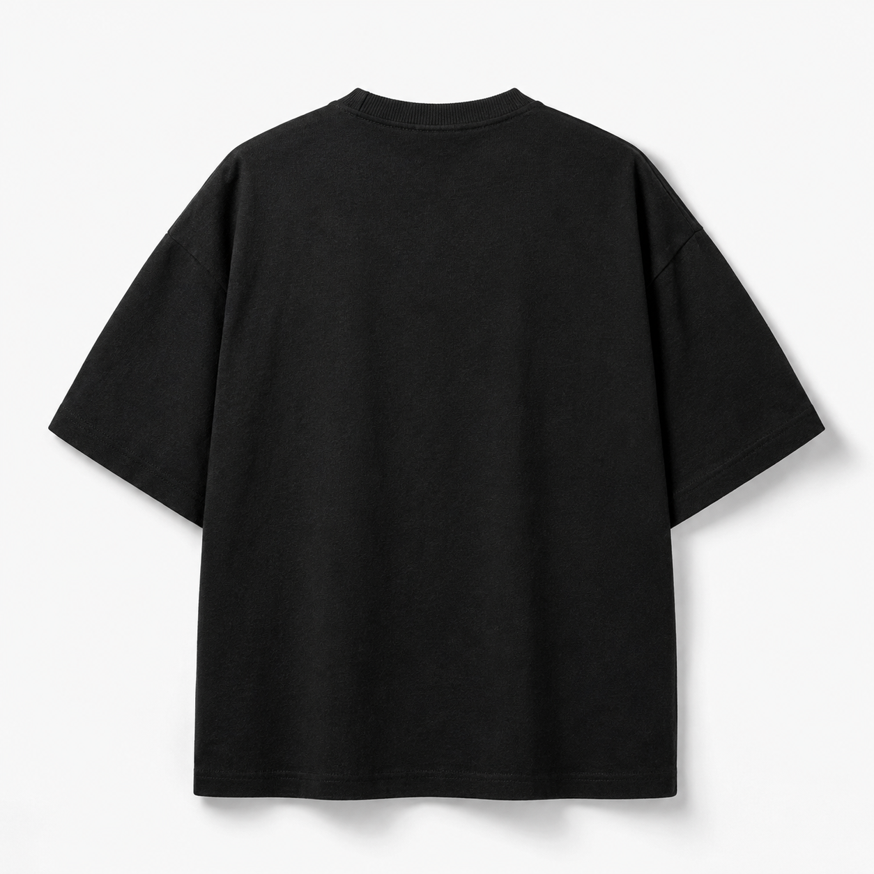 Black t-shirt on a white background