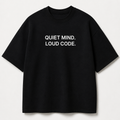 QUIET MIND. LOUD CODE. black oversized terry t-shirt by BYTWEAR - product photo 1