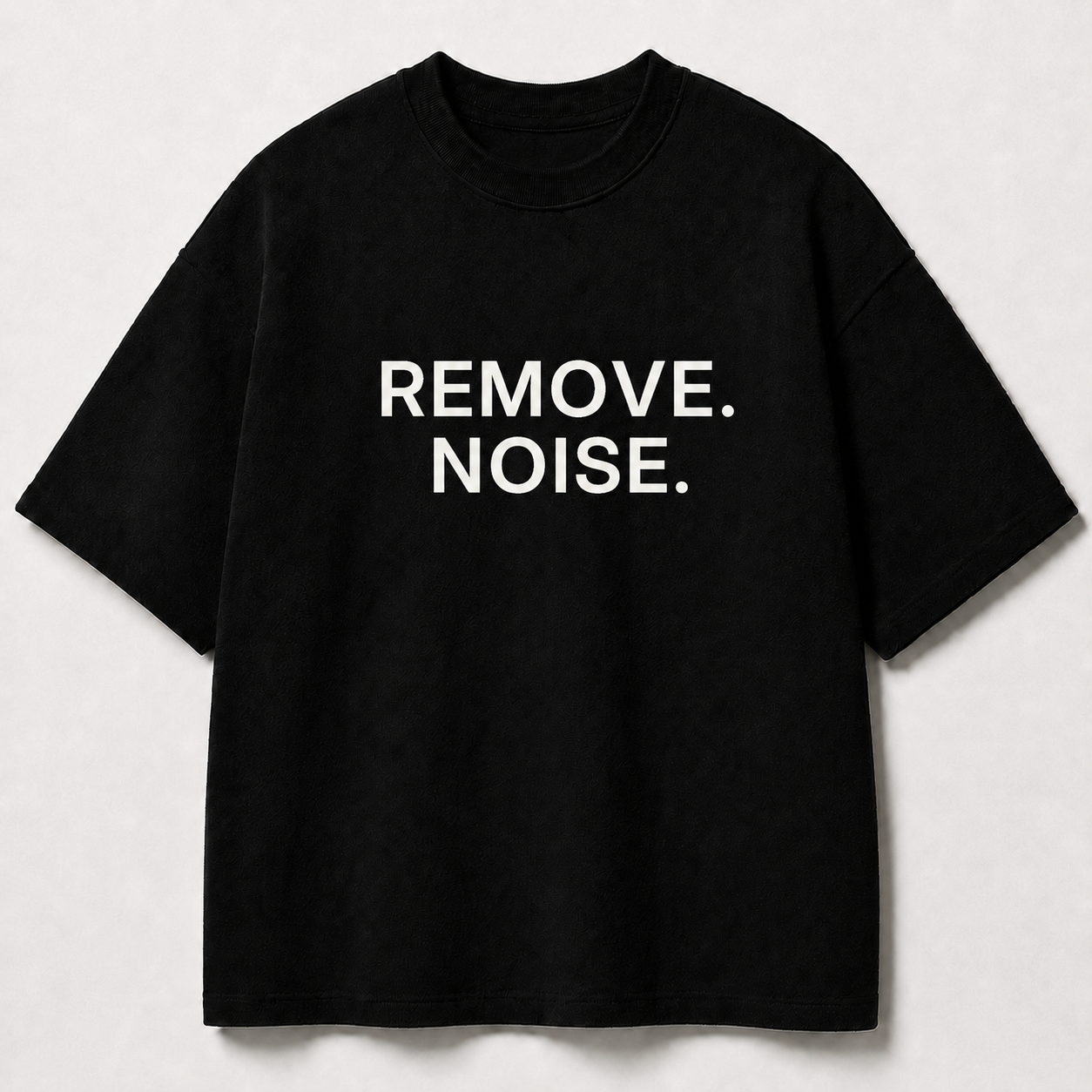 REMOVE. NOISE. black oversized terry t-shirt by BYTWEAR - front view