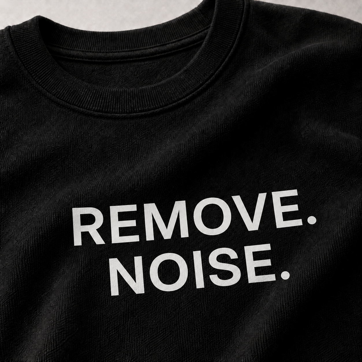 REMOVE. NOISE. black oversized terry t-shirt by BYTWEAR - fabric and print detail