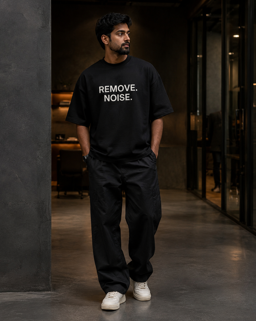 REMOVE. NOISE. black oversized terry t-shirt by BYTWEAR - product photo 7