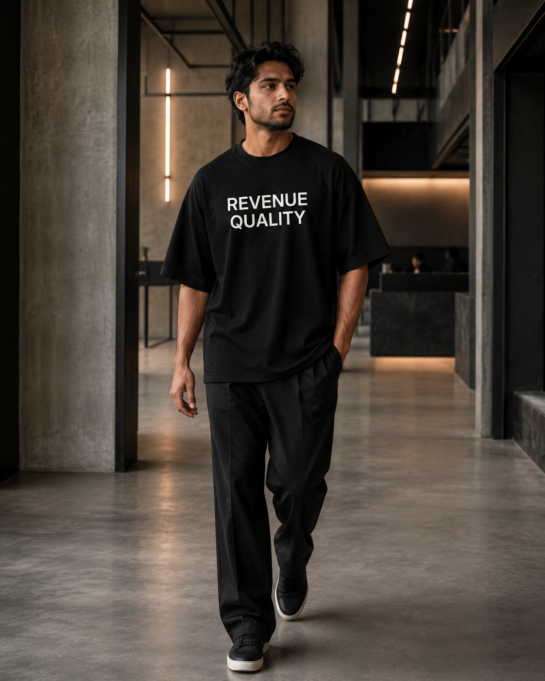 REVENUE QUALITY black oversized terry t-shirt by BYTWEAR - styled streetwear look
