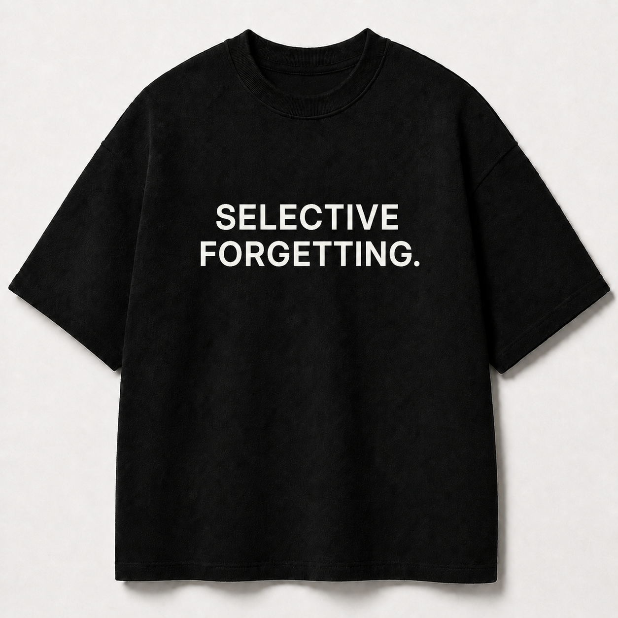SELECTIVE FORGETTING. black oversized terry t-shirt by BYTWEAR - front view