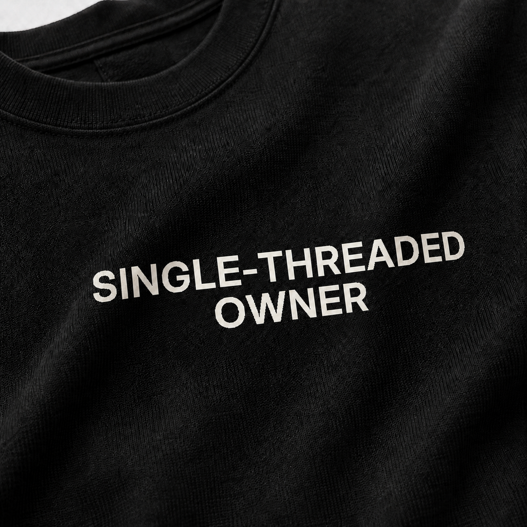 SINGLE-THREADED OWNER black oversized terry t-shirt by BYTWEAR - fabric and print detail