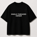 SINGLE-THREADED OWNER black oversized terry t-shirt by BYTWEAR - front view