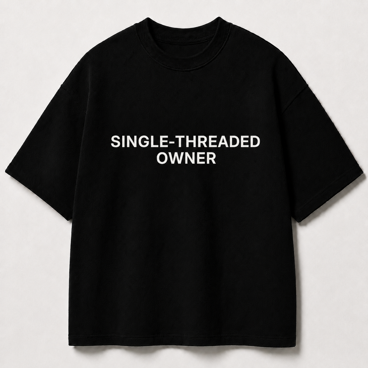 SINGLE-THREADED OWNER black oversized terry t-shirt by BYTWEAR - front view