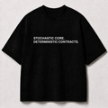 STOCHASTIC CORE. DETERMINISTIC CONTRACTS. black oversized terry t-shirt by BYTWEAR - front view