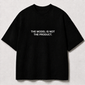 THE MODEL IS NOT THE PRODUCT. black oversized terry t-shirt by BYTWEAR - front view