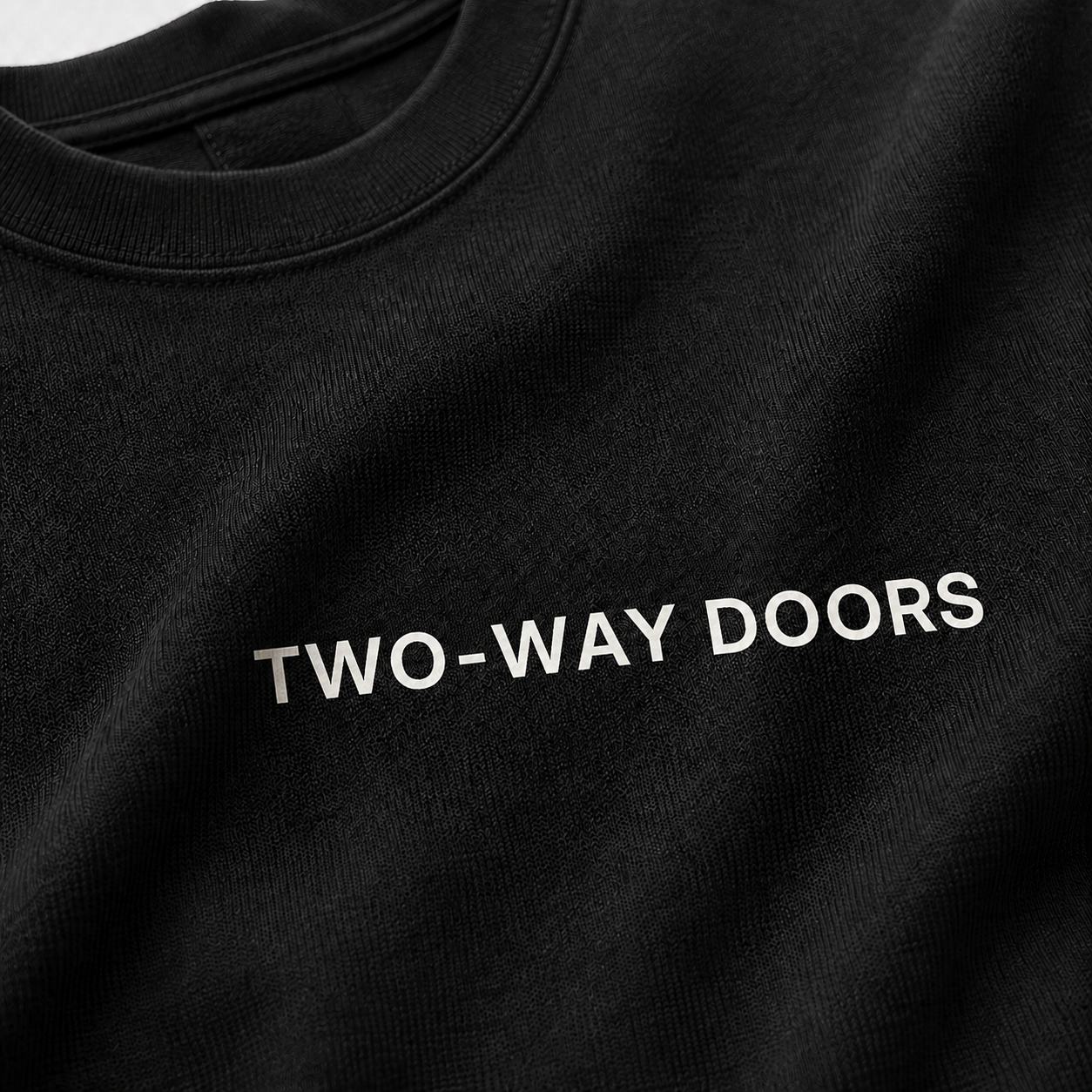 TWO-WAY DOORS black oversized terry t-shirt by BYTWEAR - fabric and print detail