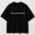 TWO-WAY DOORS black oversized terry t-shirt by BYTWEAR - front view